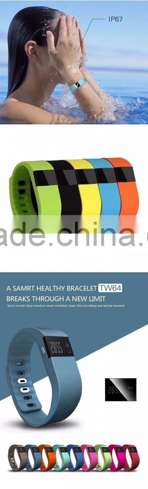 sport and healthy monitor waterproof TW64 smart band smart bracelet