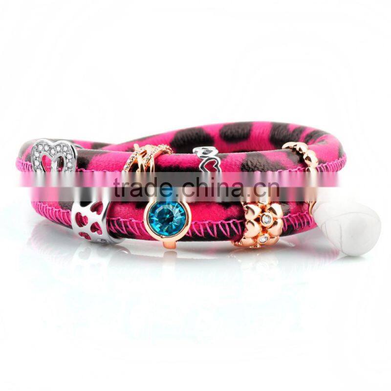 2016 Gifts Gemstone Beaded Leather Bracelet