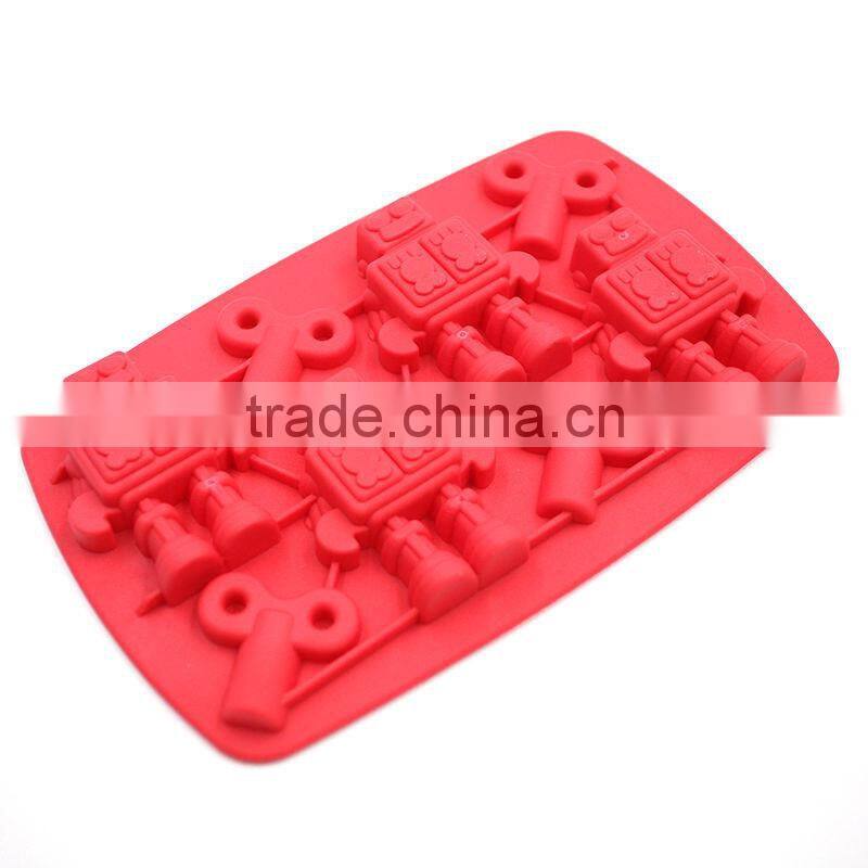 2015 New Design Ice Cream Tools Silicone Robot Chocolate Cake Ice Cream Moulds Summer Ice Tray DIY Mould 19.812.52cm