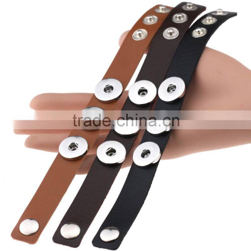 Snap Button Leather Bracelets Punk Gothic Bangles Wristbands