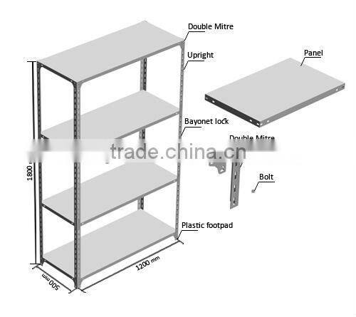 Light Duty Boltless Rivet Shelving Steel Angle Rack