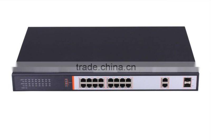 Hot selling 16 port PoE Switch 2 gigabit combo port IEEE802.3 af /at standard