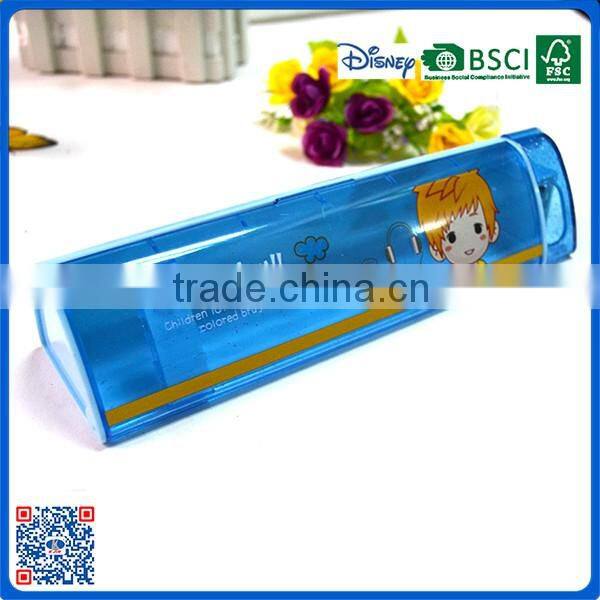 Cheap transparent plastic pencil box with oem logo for children
