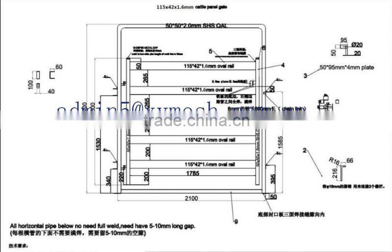 Square Pipe Frame Cattle Panel Gate