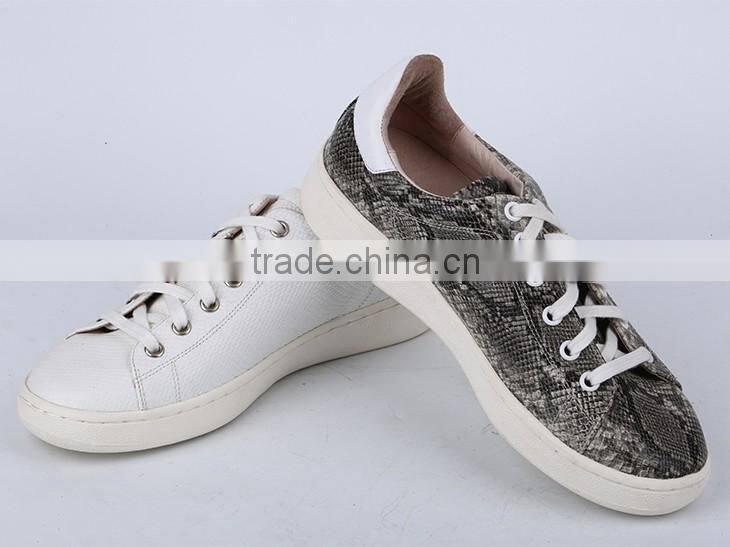 Fashion snake leather flat casual sneakers shoes 2016 woman