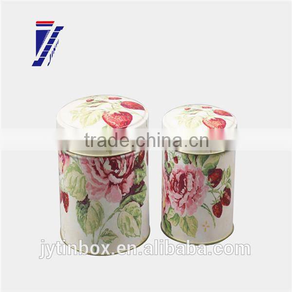 wholesale set of 2 round tea tin box