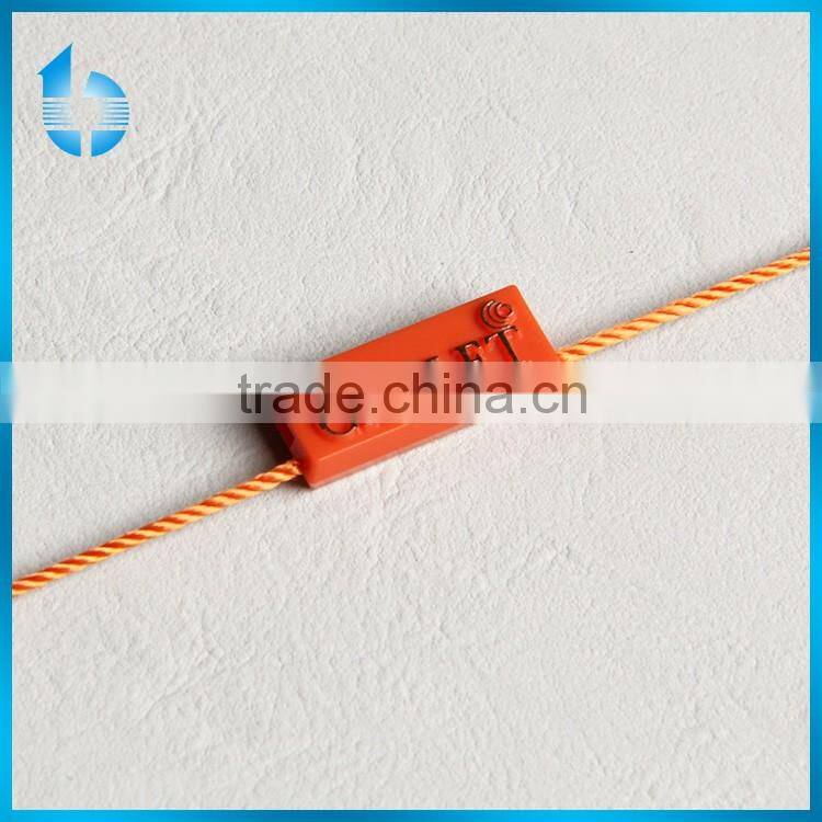 Single insertion plastic seal tag for garments hang tag lock