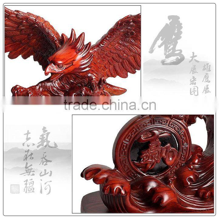 Hot selling wooden color resin eagle statue ,out door big eagle statue for business gifts