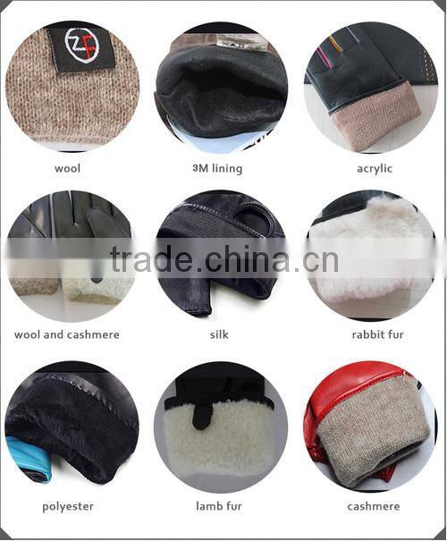 2016 New Style Women superior leather fashion Gloves with rubbit fur