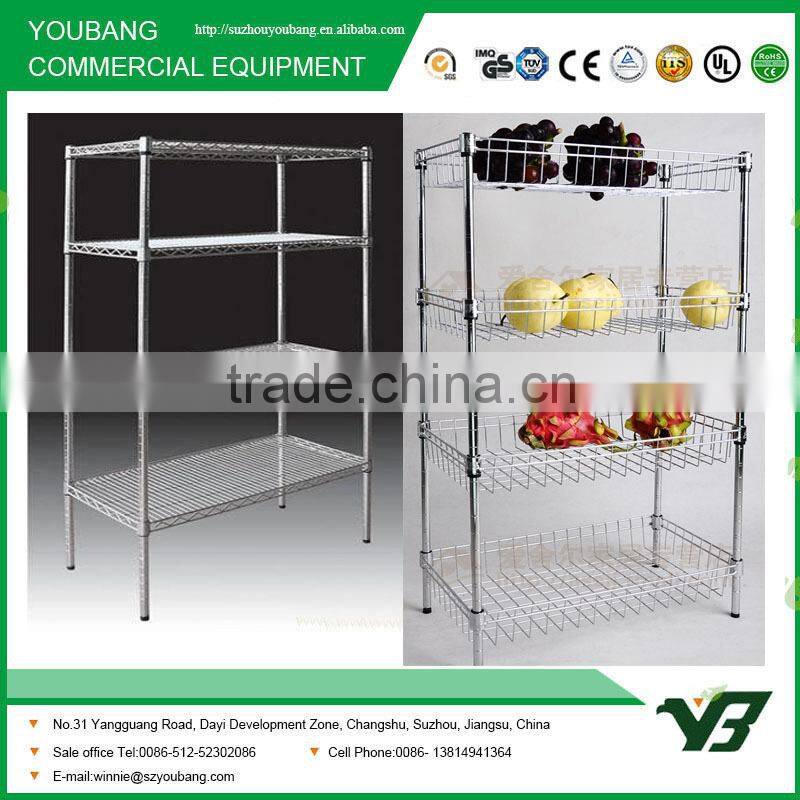 Multi-purpose Chrome Steel Shelf , Adjustable Wire Shelf Rack