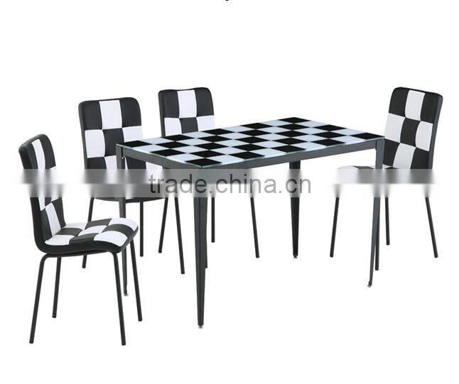 1+4 black and white glass dining room furniture sets