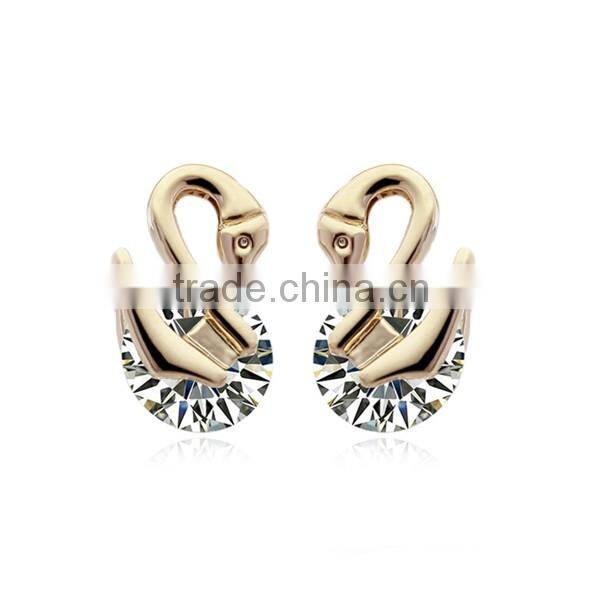 Wholesale jewelry The explosion of earrings Earrings with a pair of swans Zircon fashion Korean women's Earrings
