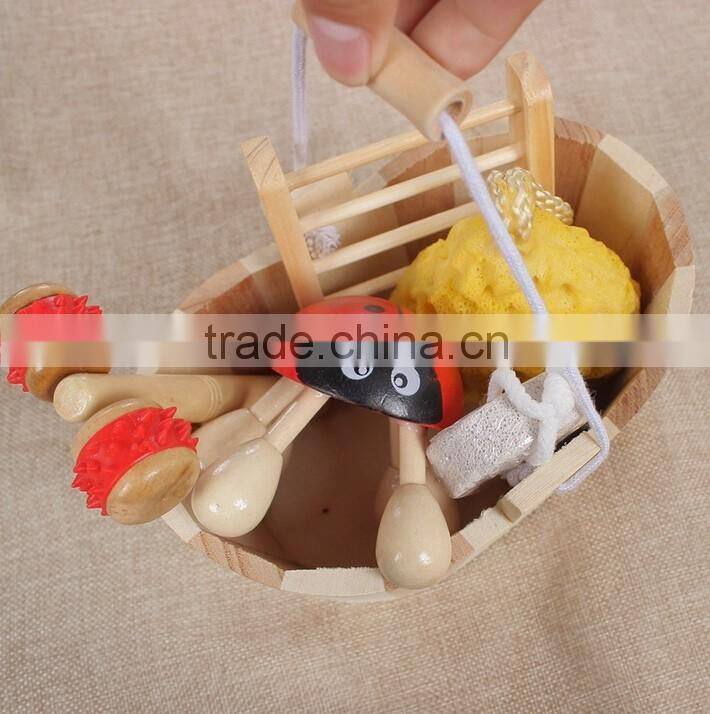Hot selling natural wooden bath pumice stone and bath brush,bath sponge set