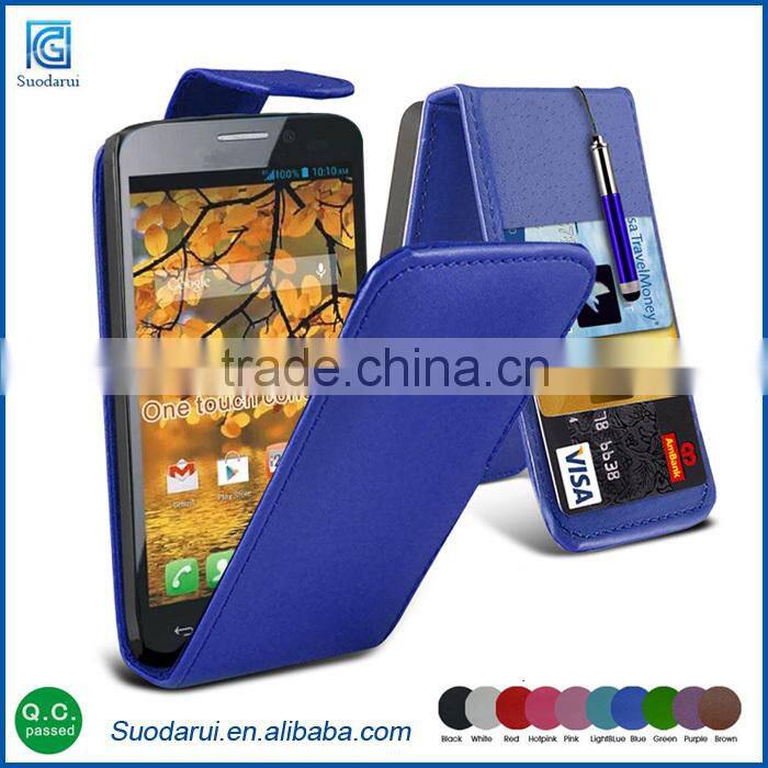 Factory Price Luxury Leather Flip Covers Mix Colors For Alcatel One touch conquest OT-7046 Phone Case