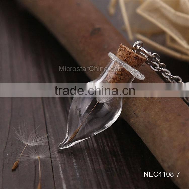 8 Designs DIY Creative Drift Bottles Glass Pendant Necklace Dandelion Necklace