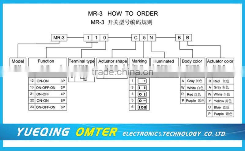 MR-3-220-C5N-BB Rocker Switches