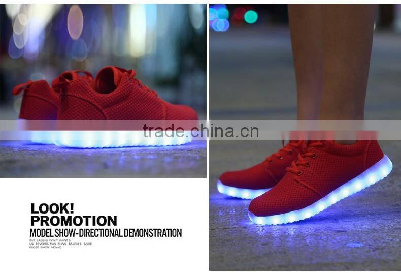 mesh led schuhe oem low moq customized footwear woman mens luminous led light up shoes