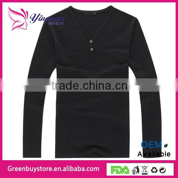 2014 New Arrived Mens Long Sleeve T Shirt Slim Fit , Fashion V Neck T Shirts For Men