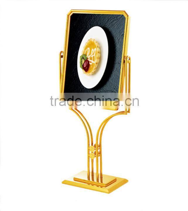 Luxury indication plate titanium gold notice board display stand