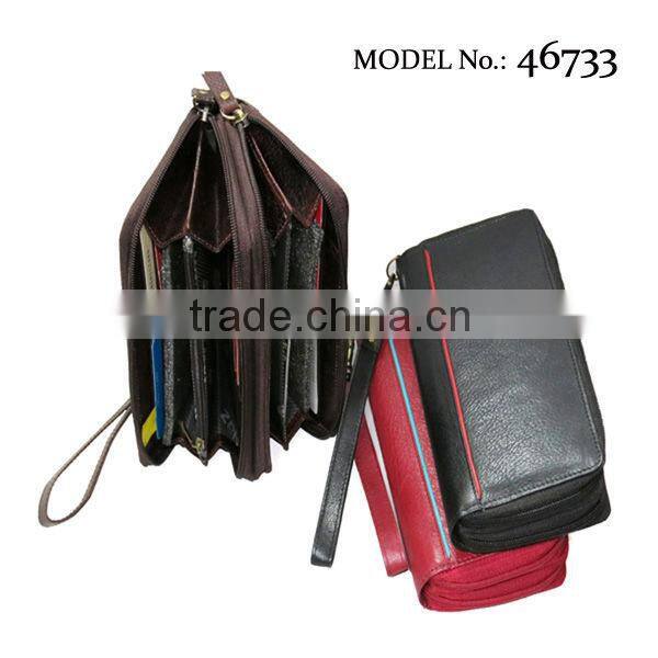 Ladies Long zipper wallet with small coin pocket backside