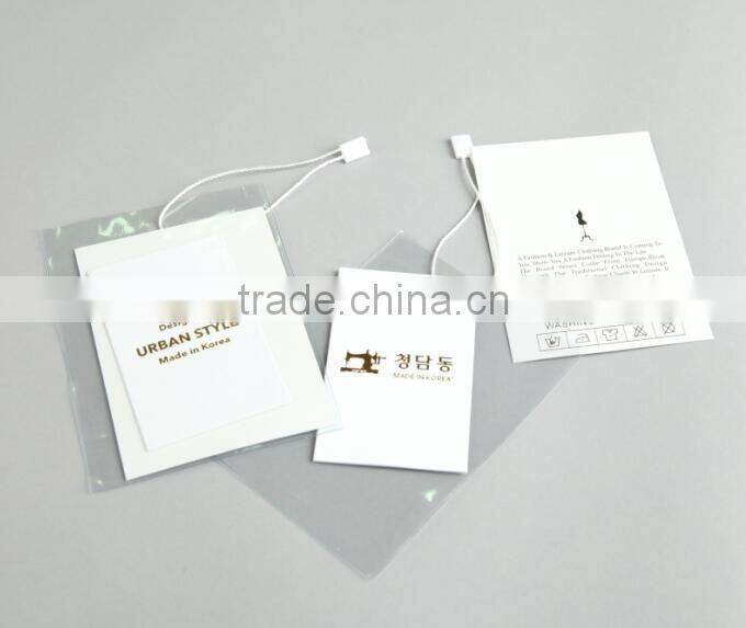 Wholesale New Plastic Paper Hangtag with String for Shirts,Clothing