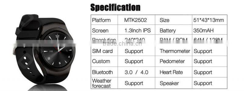 NO.1 G3 Bluetooth Smart Watch Phone Full Round Circle Wrist Smartwatch MTK2502 SIM TF Card Fitness Tracker for IOS android phone