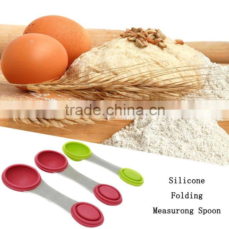 Multi-function Food Grade Silicone Folding Measuring Spoon