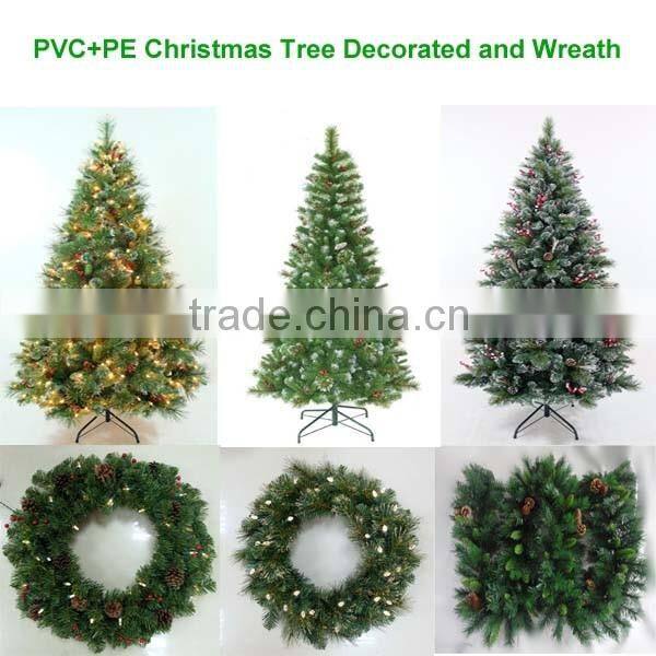 Manufacturer Hot sell cheap PVC Green Christmas Garlands with decorations