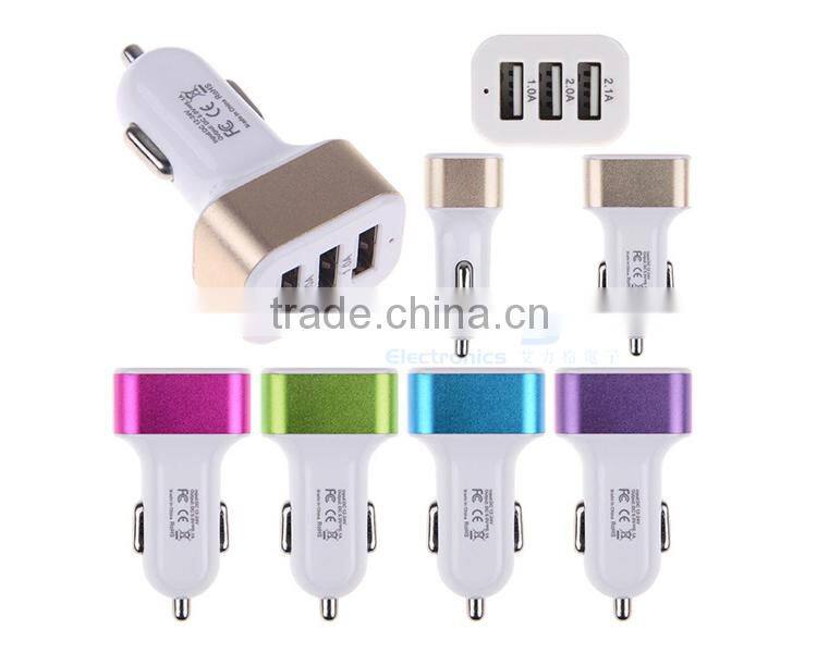 Wholesale mini portable wireless custom 3 port usb quick chargr car charger mp3 player CE ROSH