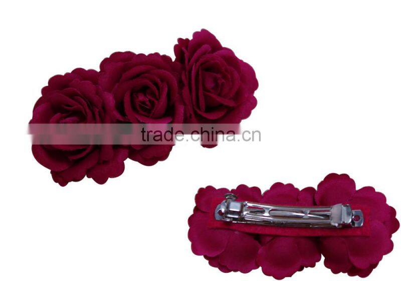 beautiful barrette glued red simulation flower for women hair clip