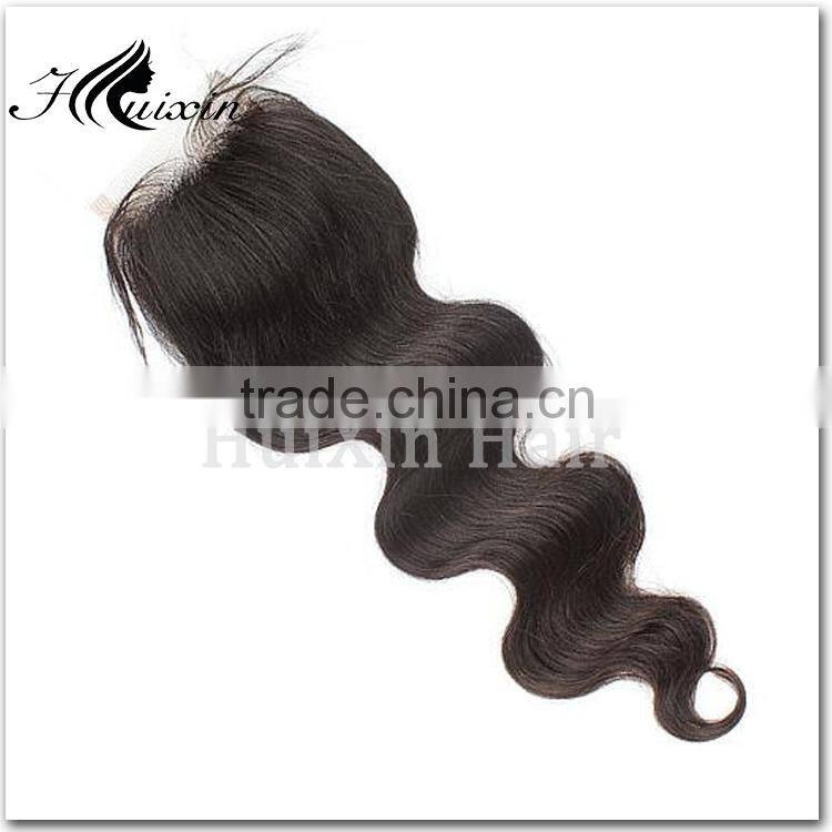 100% Real Human Hair Thick Ends With Baby Hair Cheap Silk Base Closure