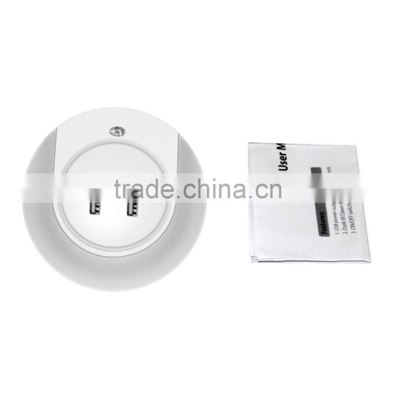 Hot sales!D06 LED night light with light detecting sensor USB charger US regulations