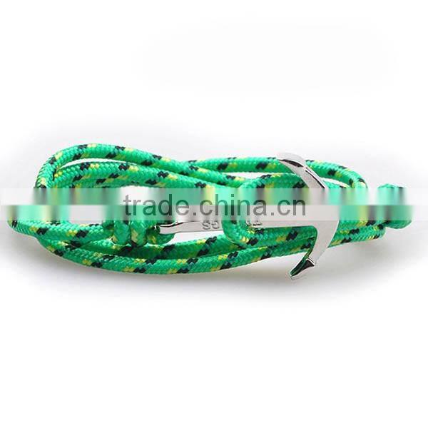 HOT sales silver color anchor design survival paracute bracelet