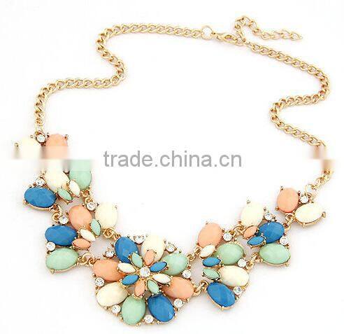 Metal Acrylic Flower Vintage Collar Pendant Statement Necklace Women Necklaces & Pendants Fashion Necklaces for Women 2014