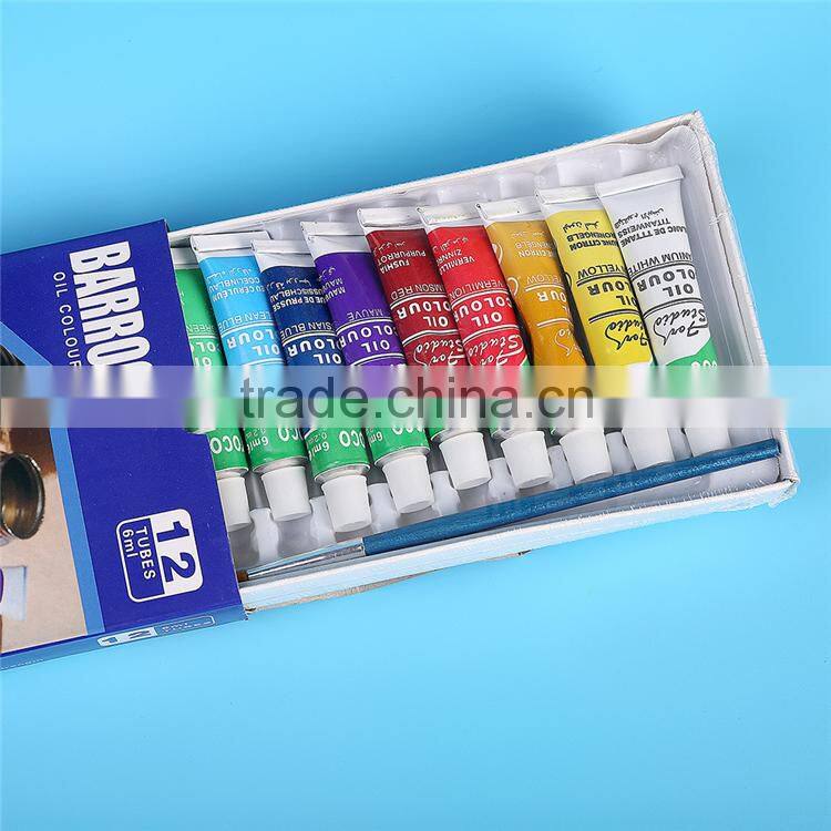 Artist's quality oil colour paints set 12 x 6ml tubes, school oil colour paints sets for students wholesale