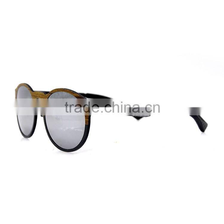 retro round wood and carbon fiber double materials sunglasses