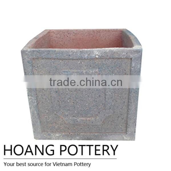 Vietnamese Square Hose Sandblasted Flower Pots / Planters