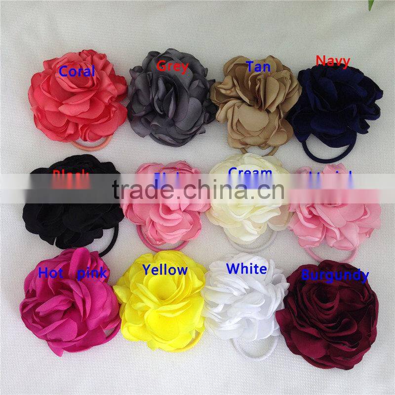 4inch High Quality Hair Flowers with Elastic Hairband for Pony Tail Holder Kids Hairband Children Headwear Baby Accessories