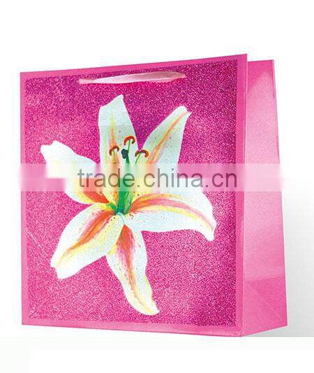 2015 new dsign printing white paper gift bags with ribbon handles