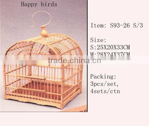 Outdoor unique wooden bamboo bird cage, hanging bamboo/wooden bird cage for hot sale