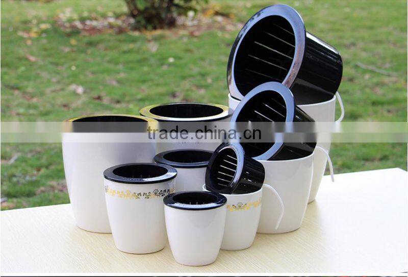 round colorful self watering flower pot