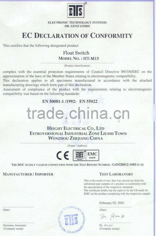 HEIGHT Hot Sale HT-M15-13 mercury float switch /Float Switch With CE