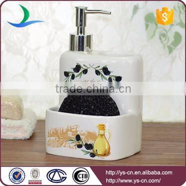 Bathroom square olive branch pattern ceramic foam soap dispenser