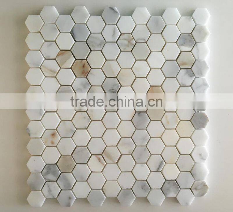 calacatta gold marble hexagon polished mosaic