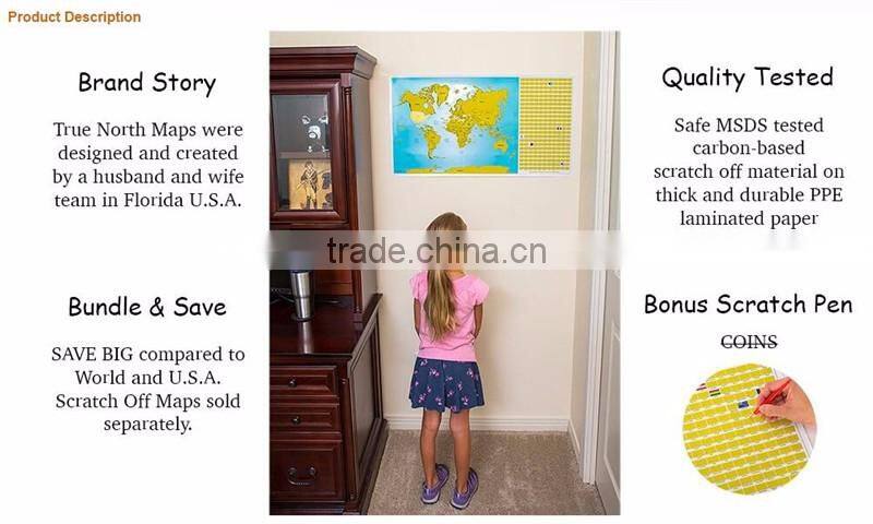 Set of World and US Travel Tracker Maps Scratch Off Places You Visit