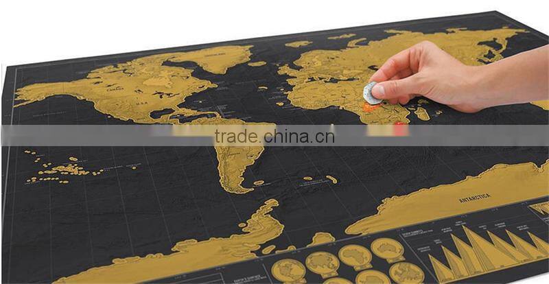 CT-750 Travel World Map Hard Paper Travel map Small black mini map Black Luxury