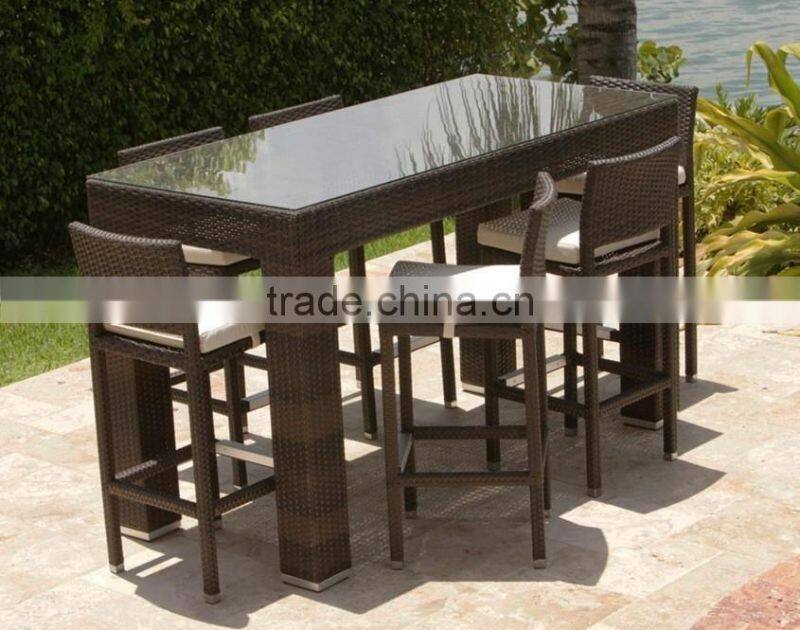 2017 Trade Assurance most popular simple designs woven rattan modular metal garden Bar Table Set