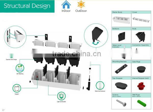 FO-1306 Hot Sale Garden Decorative Vertical Plastic Wall Planter