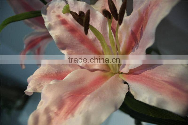 dry flower artificial two flowers two buds lily fabric flower