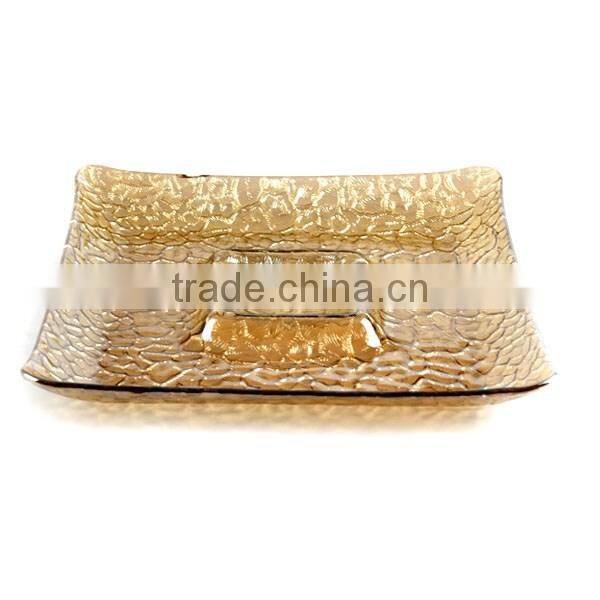 hot sale elegant gold salad plate for holiday cheap glass plate for party